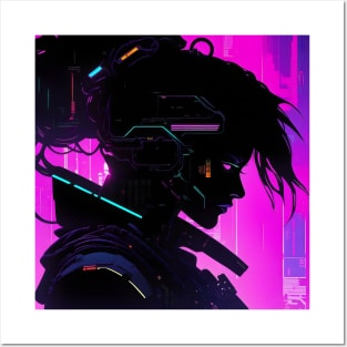 Cyberpunk silhouette Posters and Art